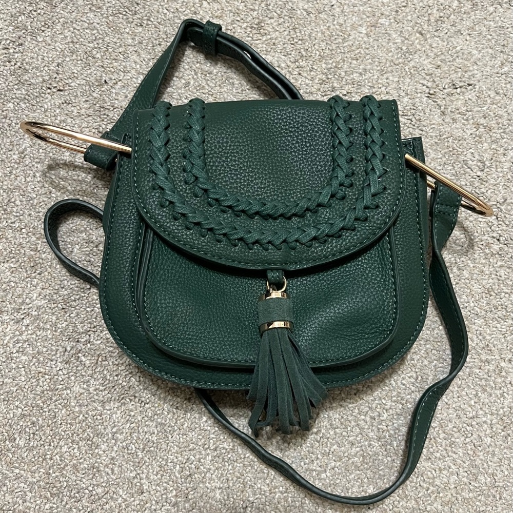 Green Faux Leather Crossbody Bag